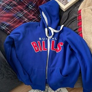 Vintage Buffalo Bills Fleece Lined Zip Up Hoodie size XL